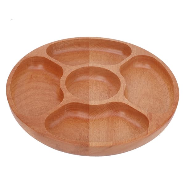 Rund formet trebrett mat delt tallerken dessert snack undergitter serveringsbrett (30cm)