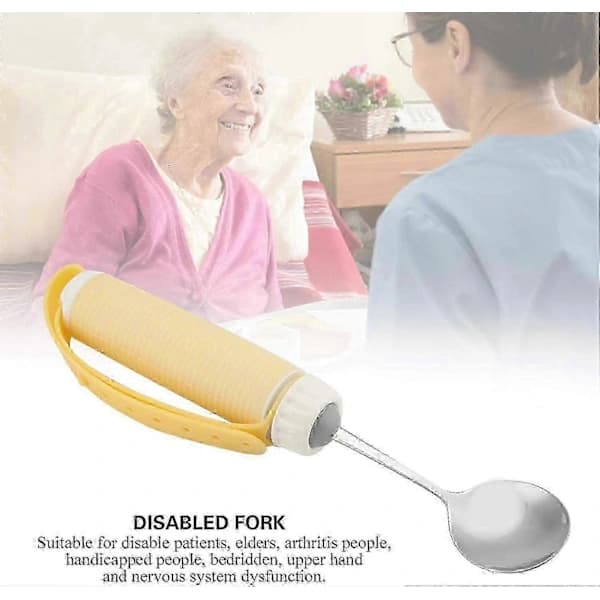 Adaptive Spoon for Parkinson's & Arthritis, Elderly Cutlery with Rotating Ergonomic Handle, Stainless Steel