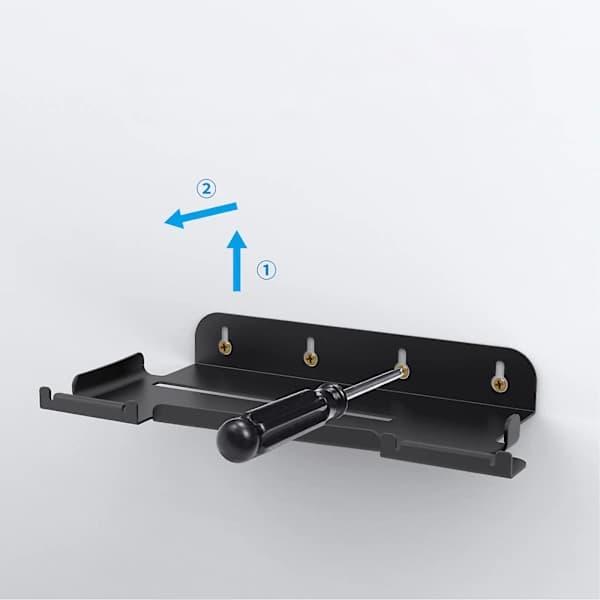 Wall Mount for PS5 Slim with Dual Controller Holder, Metal Wall Mount Base Holder Organizer Storage Hanger for PS5 Slim, Black