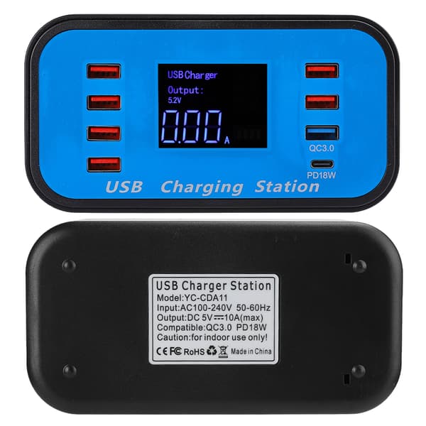 8 moniporttinen USB-sovitin pöytäseinälatausasema 3.0 100-240V US-pistoke