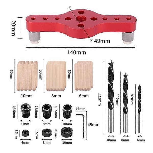 Vertical Pocket Hole Jig Woodworking 6/8/10mm Drilling Locator Wood Dowel Centering Drill Guide