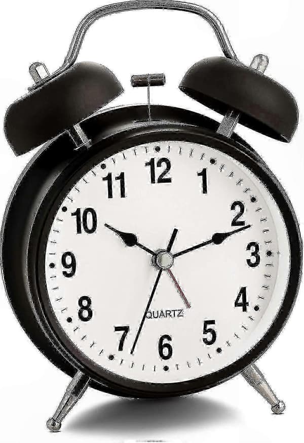 Retro Style Twin Bell Alarm Clock, Extra Loud, Silent Non-Ticking, White Finish