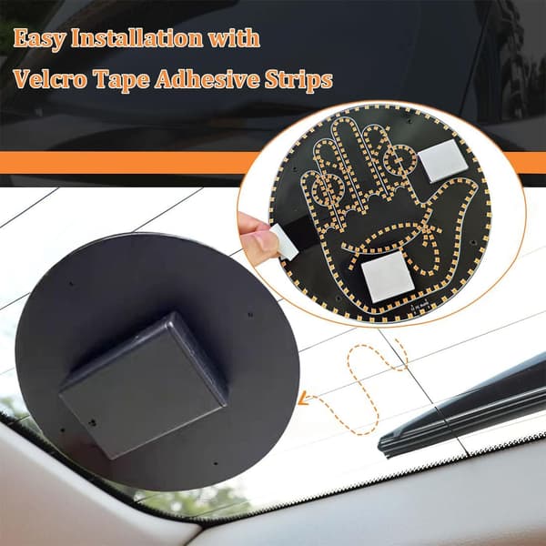 Car LED Gesture Sign with 4 Expressions and 4 Hand Signals, Luminous Rear Window Display for Drivers, Battery Powered