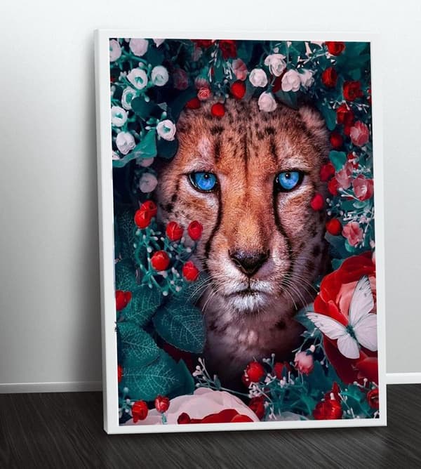 30x40cm, leopard 5d diamantmaleri strassbroderi lerret
