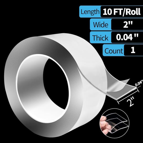 Heavy Duty Double Sided Tape - 3m x 5mm 1mm Nano Extra Strong Mounting Multifunctional Transparent Reusable_yu