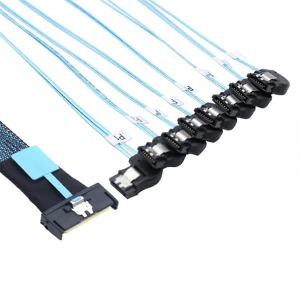 Slimline 5.0 - 8X SATA 7P 90 asteen naarasadapterikaapeli 0.8M