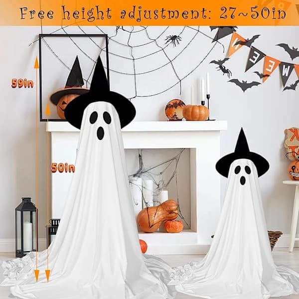 Remote Control Hanging Ghost Decor for Indoor Halloween Parties 1pc