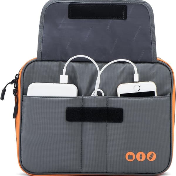 Universal rejsetaske-organisator til elektronisk tilbehør grå og orange