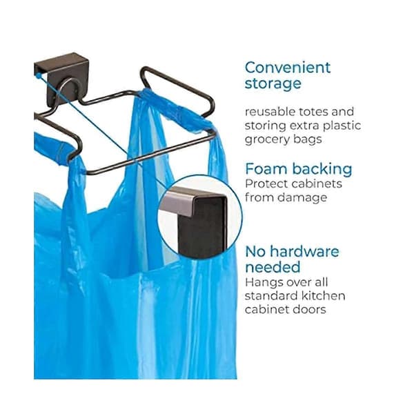 Stainless Steel Hanging Trash Can Holder for Cabinet Door, Kitchen Storage Bracket