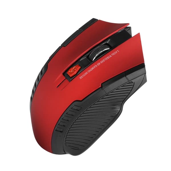 Wireless Mouse 2.4G 3 Levels Adjustable Optical Computer External Device with USB Receiver Red