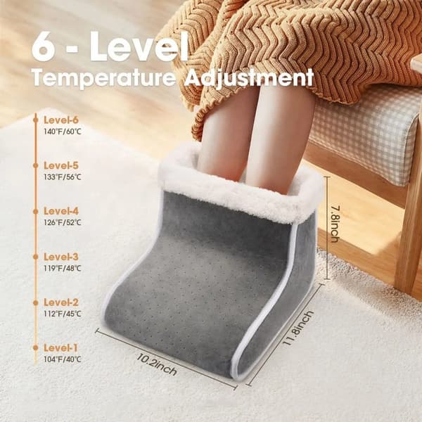 Foot warmer, foot warming blanket, soft and washable inner lining, automatic shut-off, overheating protection