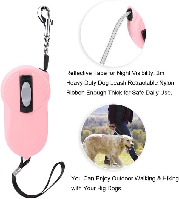 Dog Leash, Retractable Reflective Dog Leash (Pink)