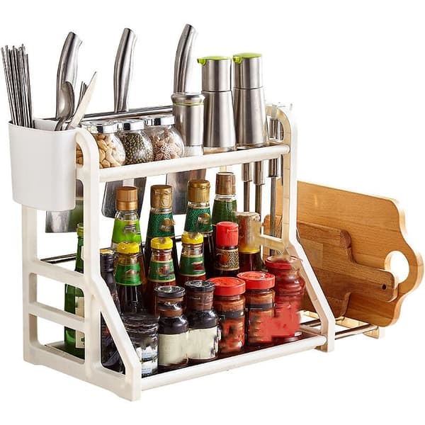 Kitchen Organization Multifunctional 2-Tier Spice Rack A Cutting Double Shelf Storage Rack