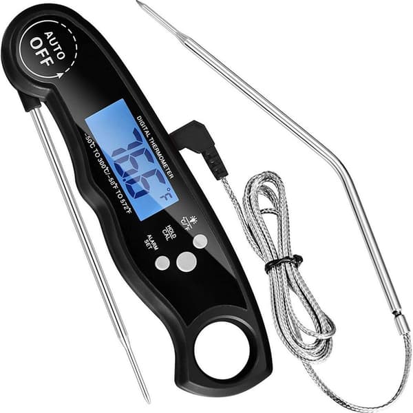 Grilltermometer digital, øjeblikkelig aflæsning kødtermometer stegetermometer, KLB