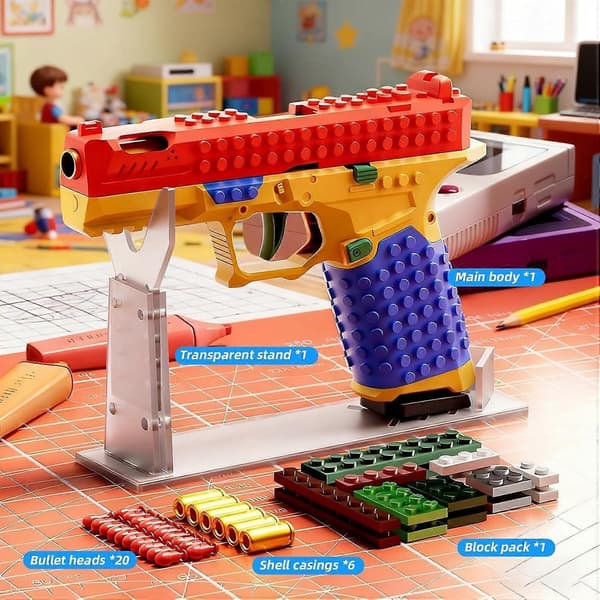 Tactical DIY Building Block Handle Set - Fun DIY Building Block Kit with Display Stand for Adults, Creative Construction Grip Kit 2 Sets 2 Sets