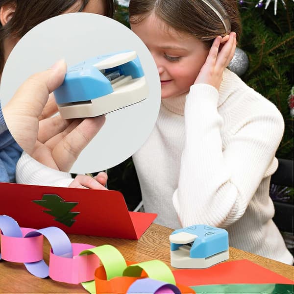 3-i-1 Corner Rounder, Hole Punch 3-Way Corner Cutter with Hole Punch and Loose Leaf Ring, Laminate, DIY Crafts, Card Making #Blue