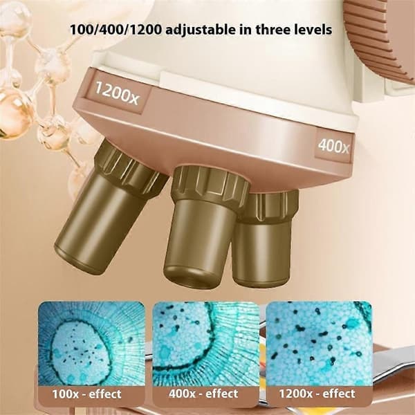 C2502U Microscope Set for Kids 1200x Magnification Educational Science Toy STEM Learning Optical Kit for Biological Experiments