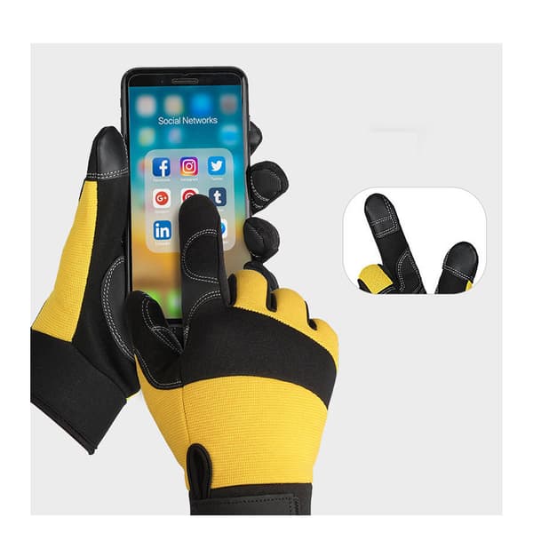 Et par gule XL havehandsker, tagresistente og fleksible