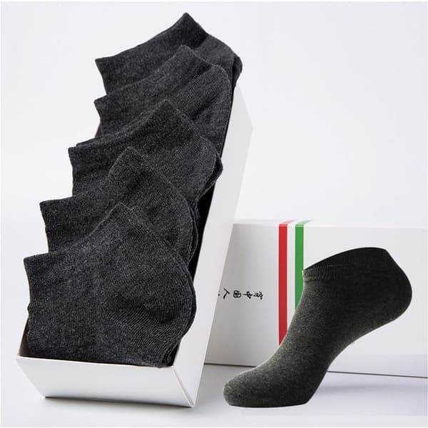 Women's Soft Cotton Low Top Athleisure Socks Dark Grey 5 Pairs KLB