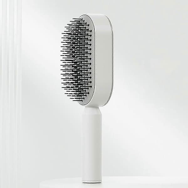 Selvrensende hårbørste til kvinder - 3D-luftpudemassagebørste med hovedbundsstimulator White
