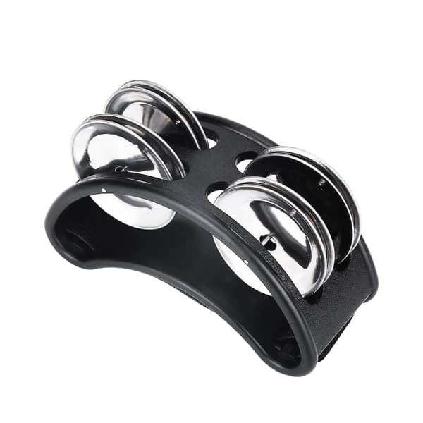 1 pc Foot Tambourine Metal Percussion Instrument with Bells (Black)