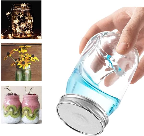 4-pack Klara Glasburkar med Silvermetallock för Försegling, Matförvaring, Overnight Oats, Torrvaror, Snacks, Godis, (473 ml)