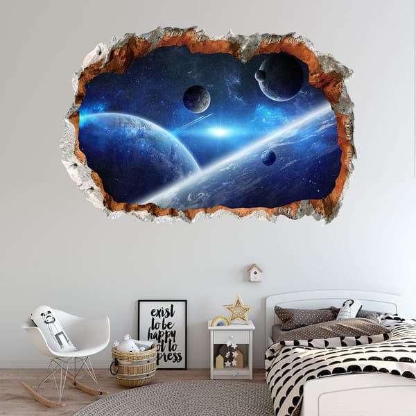 3D Planet Universe Galaxy Space Wall Decal Spaceship Astro