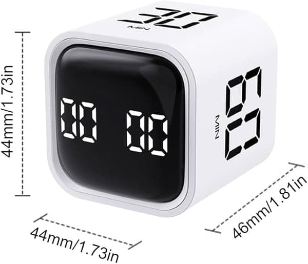 Pomodoro Timer Terning Med Vibration Og Lydstyrkekontrol Til Skrivebordsstudier Arbejde 5 10 30 60 Min Sort