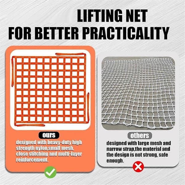 Lifting Net 1 x 1 m, Lifting Net Straps for Lifting Device 300 kg Load Capacity, Nylon Lifting Sling