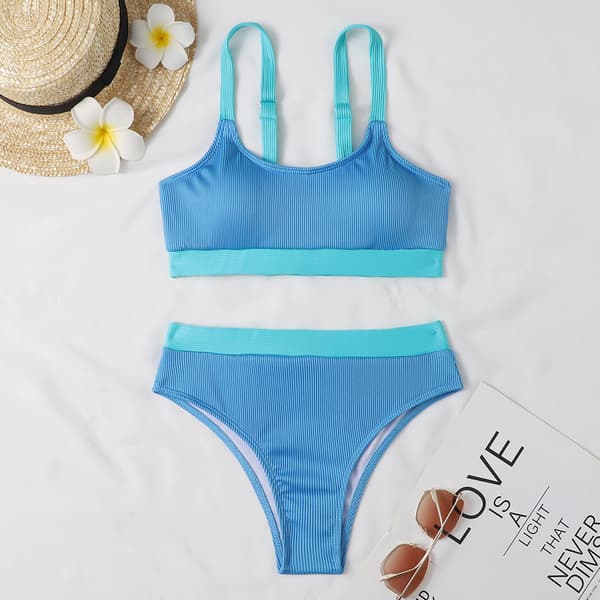 Dam Vadderad Bikini Set Baddräkt Sommar Strandkläder Sjöblå M M Lake Blue