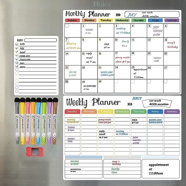 Whiteboard kalender, magnetisk køleskabskalender, månedskalender