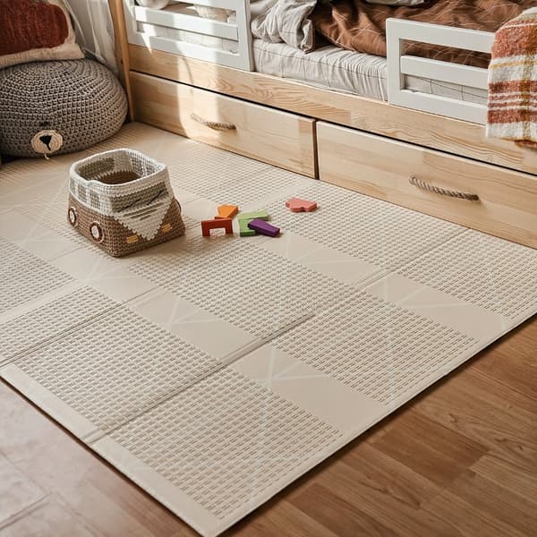 Double-sided foldable foam mat 180 x 120 x 1 cm - Charming Town/Sand Beige-FX- Charming Town