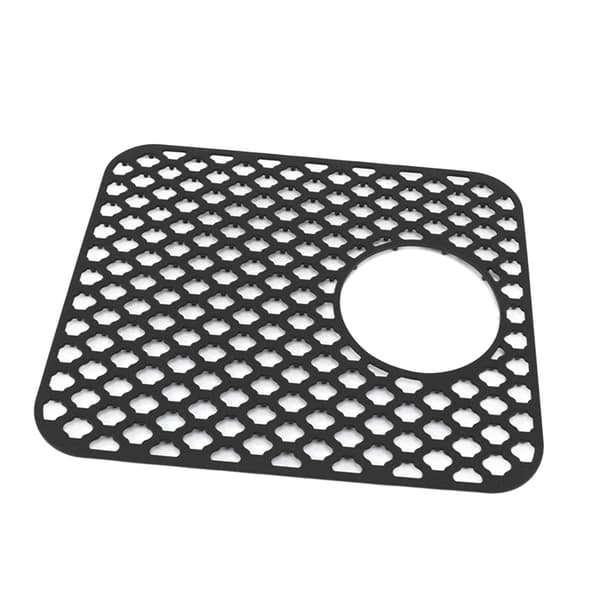 Silicone Sink Mat Protector with Side Drain Hole Non-Slip Scratch Protection Easy Maintenance Sink for Kitchen Home Black