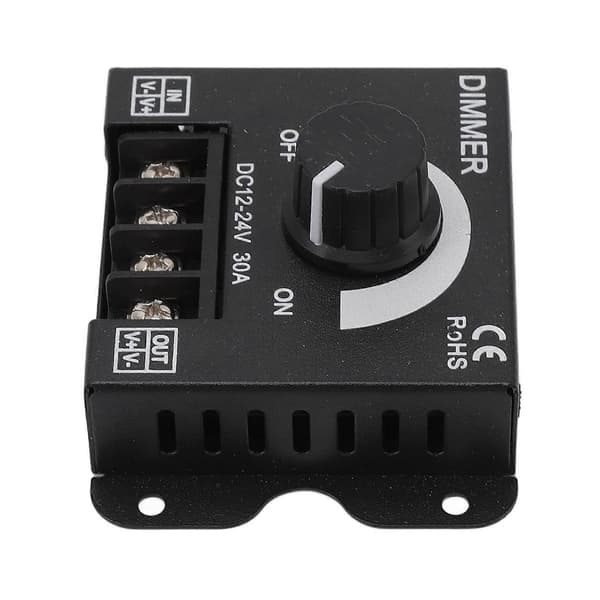 LED Dimmer Controller Single Channel PWM Stepless Dimming for 12V 24V 30A 5050 3528 Light Strips