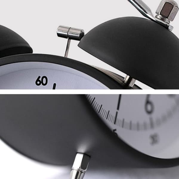 Metal bedside lamp with silent travel clock (matte black)