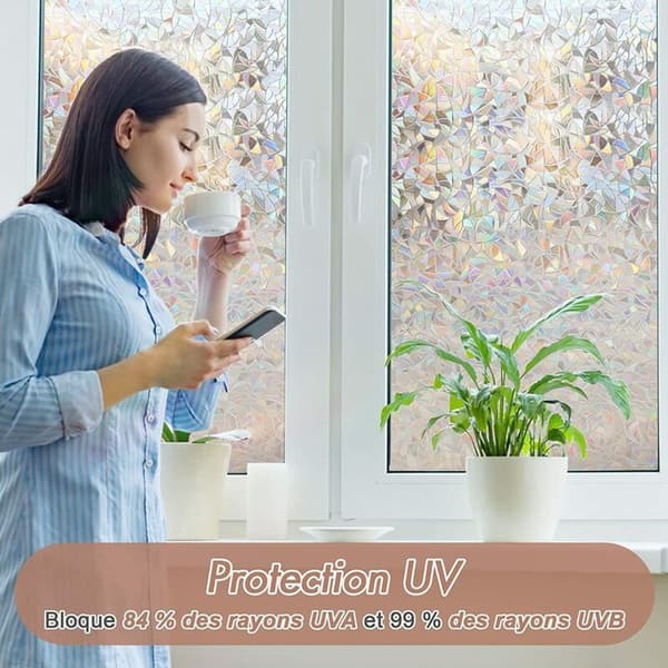 Electrostatic Window Film with Rainbow Effect, Decorative Privacy Protection, 3D-A