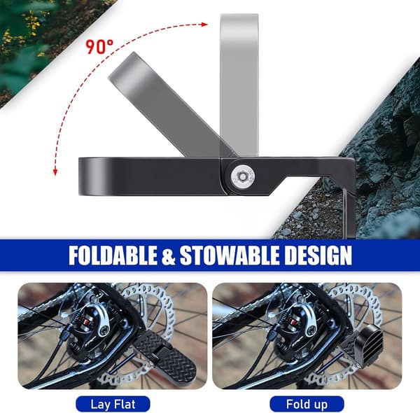 2 stk. - Cykelpedaler - U-formede pedaler til elcykler - foldbare pedaler - til elcykler, mountainbikes, foldecykler - sort