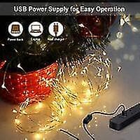 12m 120 LED-lyskæde, varm gul, USB-drevne lyskæder