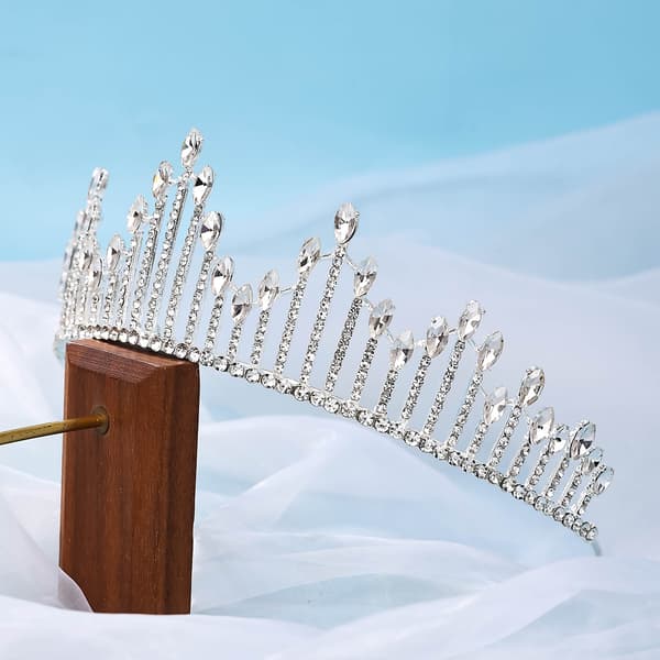 Glittrende jentekrystalltiara - kvinners prinsessebrudekronehodebånd kostyme bryllupskrone