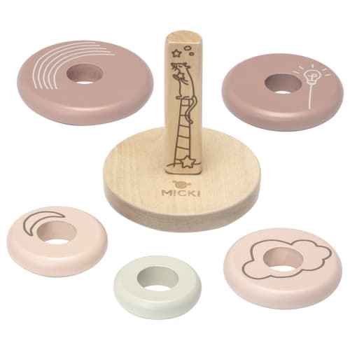 Stabelleke i tre, rosa - Micki
