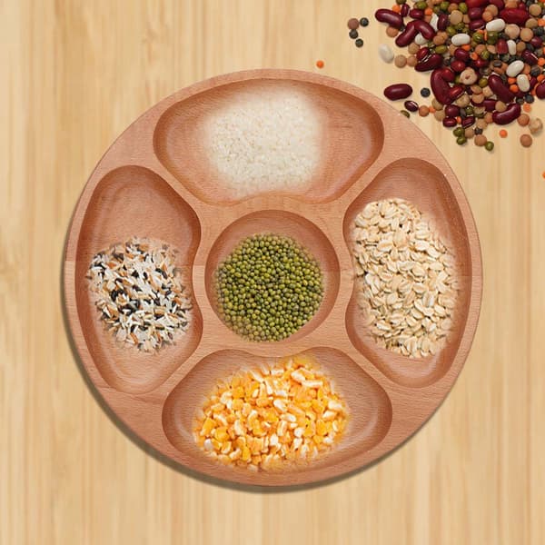 Rund formet trebrett mat delt tallerken dessert snack undergitter serveringsbrett (30cm)