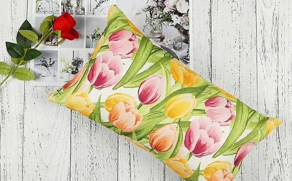 1 st Vår Tulpaner Lumbar Kuddfodral Bondgård Blommig Blomning