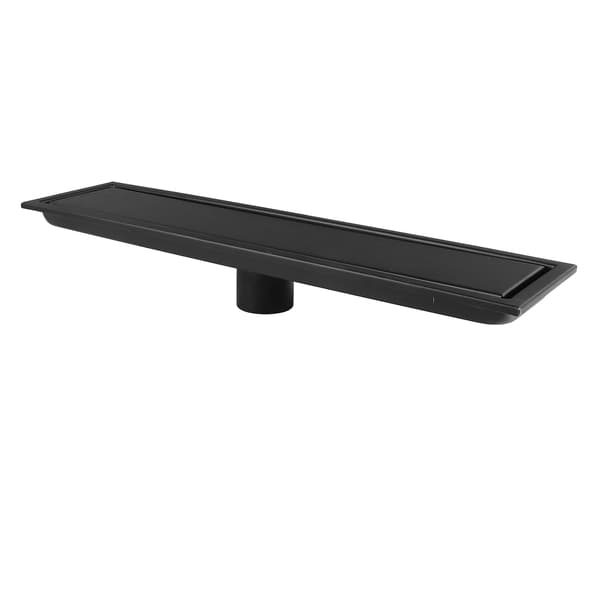 Usynlig lang sluk deodoriserende bad rektangulær sluk 04 rustfritt stål [40CM svart] lang sluk