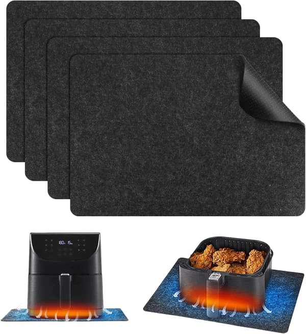 Varmebestandig måtte til Airfryer, 4 stk. køkkenbordbeskyttere