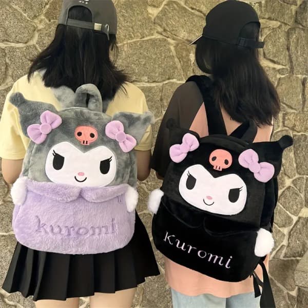 Cartoon Cute Plush Backpack Bag Cinnamoroll Kuromi Heart Large Capacity