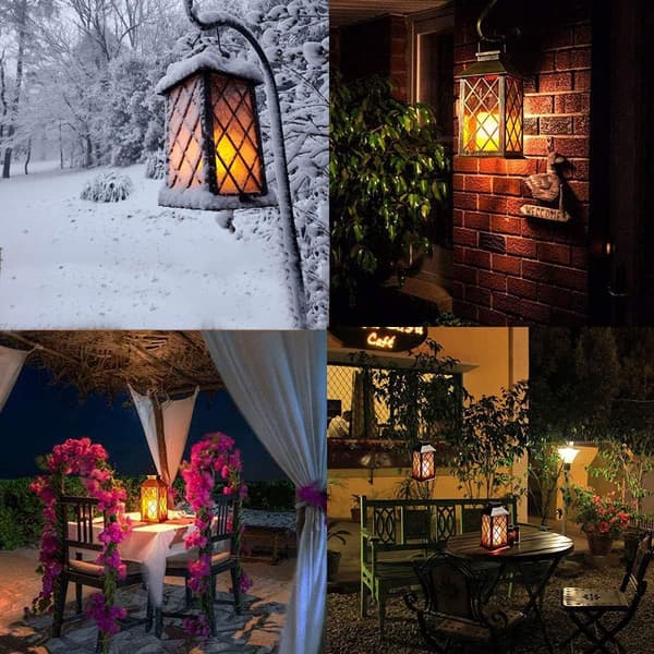Solar Lanterns for Outdoor Use, Metal Solar Lantern with Flickering Effect KLB
