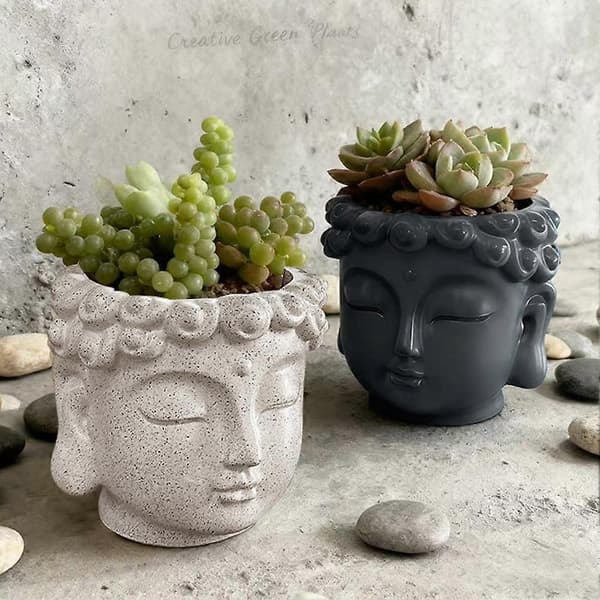 Buddha Head Planter 9.5x10x8.7cm Zen Decor Small Plant Succulent Vase