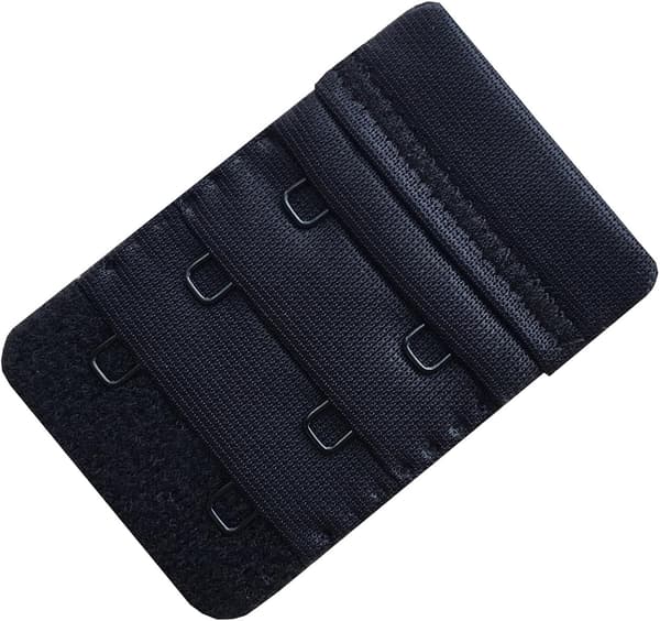Sort 3-pak bløde, komfortable BH-forlængere til kvinder, 2 kroge, 6,1 cm x 3,8 cm