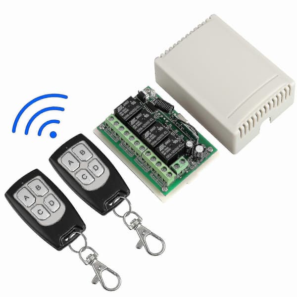 4-kanals 443MHz Trådløs RF Fjernkontroll Relébryter Med 2 Mottakere