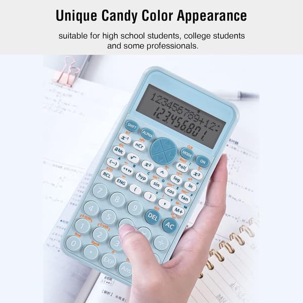 Scientific Calculator, Blue, Slim and Portable, Two-Line Display, Multifunctional Calculation, Suitable for Students or Office